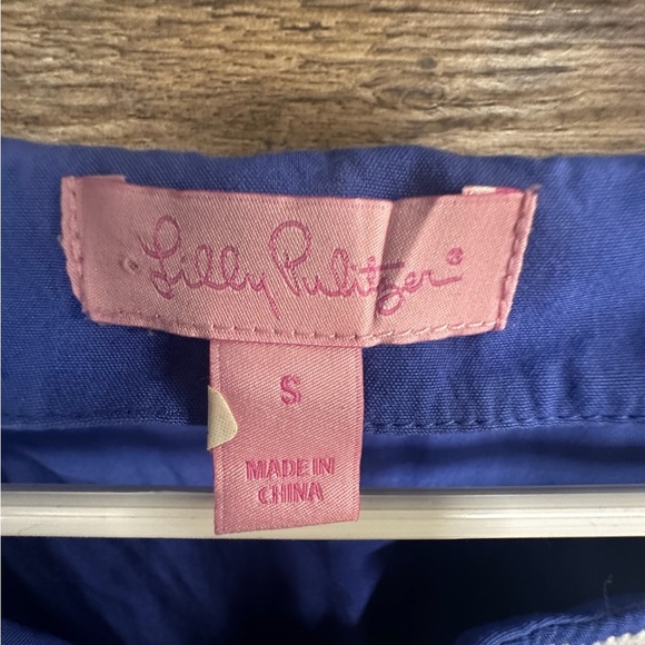 Lilly Pulitzer Blue White Embellished Blouse with 3/4 Sleeves - Picture 7 of 9